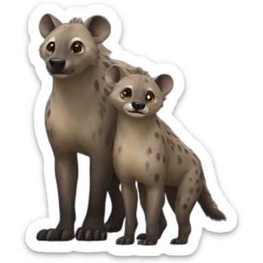 hyena and otter walking together sticker