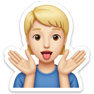 tongue out with hands to the side sticker