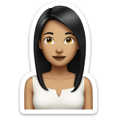 Lady with black straight hair sticker