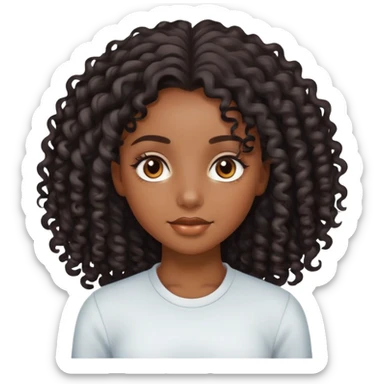pretty black girl with long curly hair sticker