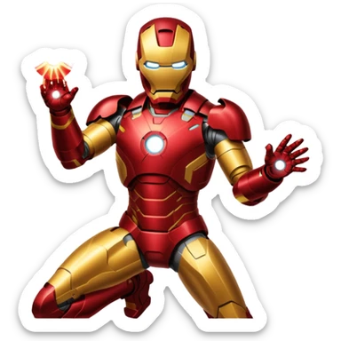 Ironman standing up shooting a laser towards me sticker