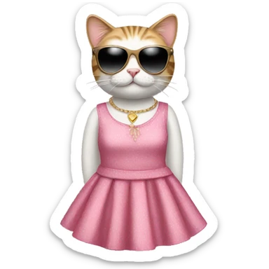 Cat wearing a dress & sunglasses  sticker