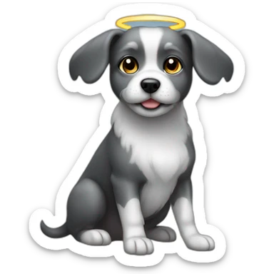 dark-grey-small-dog-angel-halo sticker