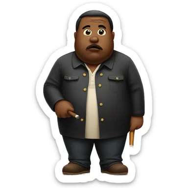 Fat man smoking black & mild sticker