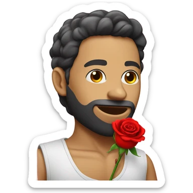 Man with a red thong and a red rose in vis mouth sticker