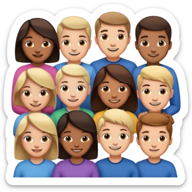 10 friends as 5 boy and 5 girls together  sticker