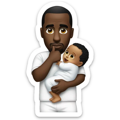 p diddy holding a baby  sticker