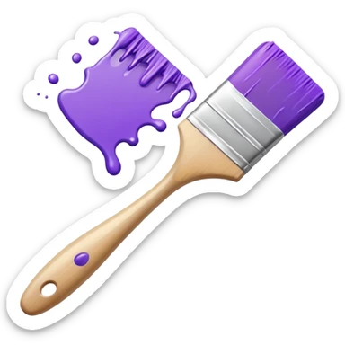 Paint brush with purple paint in the end of the brush  sticker