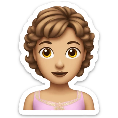 princess emoji with brown hair and bangs sticker