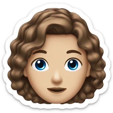 Brown hair. Blue eyes. Wavy hair. Barista sticker