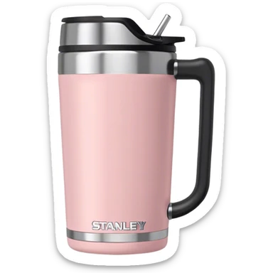 Light pink 40oz Stanley tumbler with handle sticker