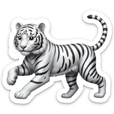 A white tiger pouncing at the screen with silver accsents make it less cartoon looking and more realism  sticker