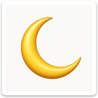 A 3D emoji in iOS emoji aesthetic style of a crescent Moon, slim curved golden shape with a gentle glow, smooth and glossy surface, minimal white background
 sticker