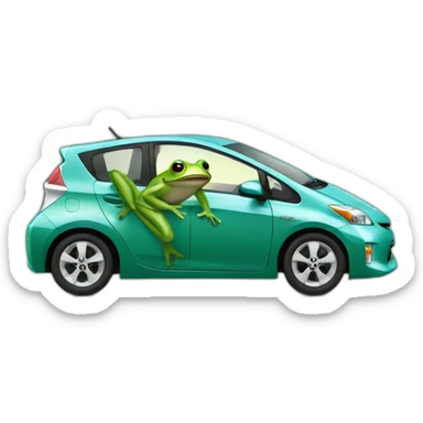 frog driving a toyota prius sticker
