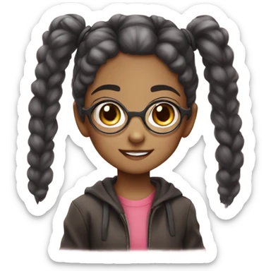 Little cute girl anime with glasses  sticker