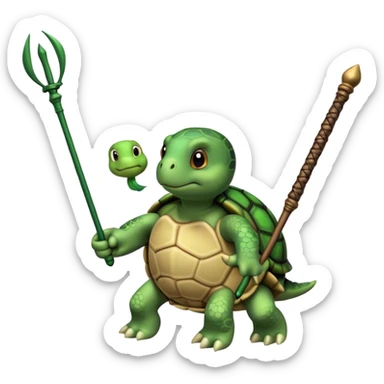 turtle with a bo staff sticker