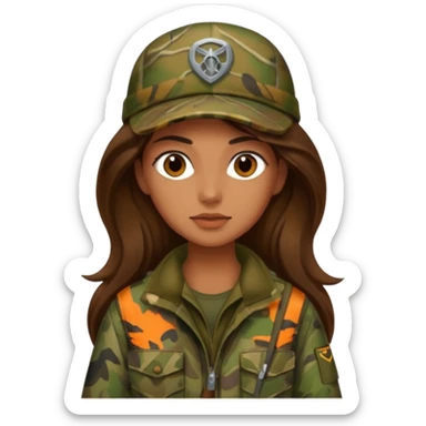 Long brown haired camo girl hunter sticker