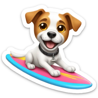 Dog riding a surfboard sticker