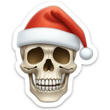 Skeleton head with Christmas hat sticker