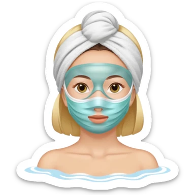 Lady with face mask spa beauty full face relaxing sticker