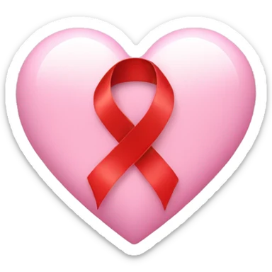 Light pink heart with red ribbon on the side sticker
