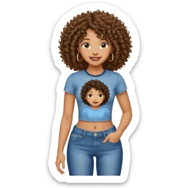 A black woman with curly hair with a penis print showing in jeans sticker