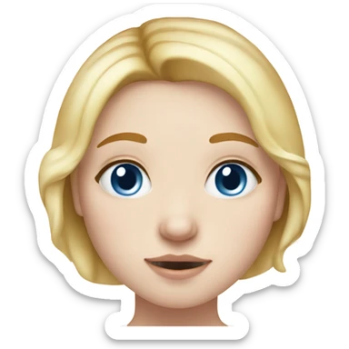 Blonde girl-chubby-blue eyes-freckles-milk on face sticker