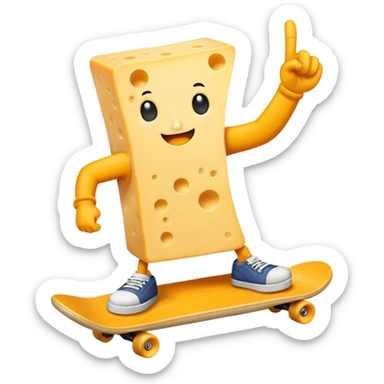 Cheese skateboarding away giving the middle finger sticker