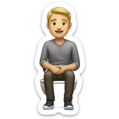 Man sitting on toilet sticker