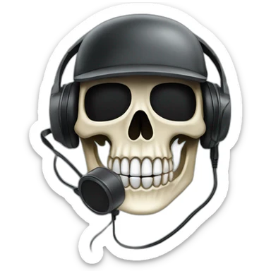 Military Skeleton mask with a long black mask underneath it and headset with a microphone sticker