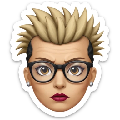 extreme mohawk person face headband glassess excessive makeup sticker