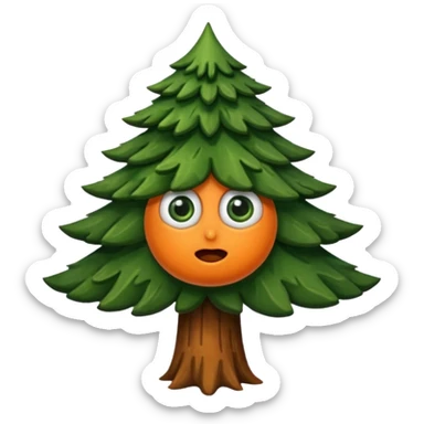 sapin avec deux gros yeux orange, pas de bouche sticker
