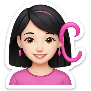 girl with black hair and pink streak by ear sticker