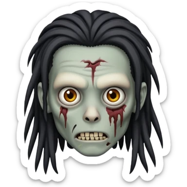 make a zombie boy emoji (headshot only) that has long black dreadlocks  and some facial scars sticker