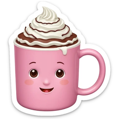 aesthetic hot chocolate with pink mug sticker