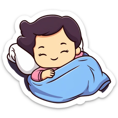 adorable girl sleeping with a small blanket sticker