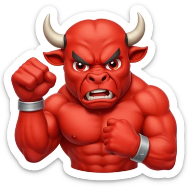 Angry bull emoji showing thumb down (DisLikes) sticker