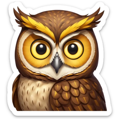 Owl – Wise-looking owl with large eyes, perched calmly sticker