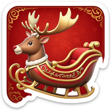 santa's sleigh with reindeer in flight sticker