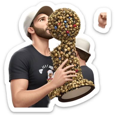 male with hat in crowd sticker