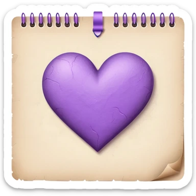 paper with emptu Hand drawn purple heart contour  with pencil sticker