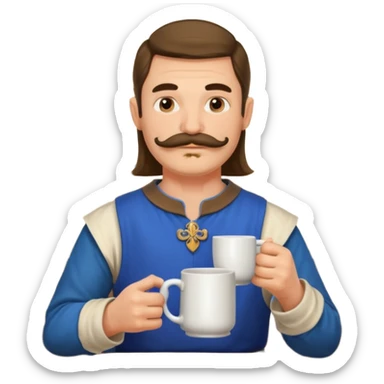 Medieval Man with a moustach in a tavern sticker