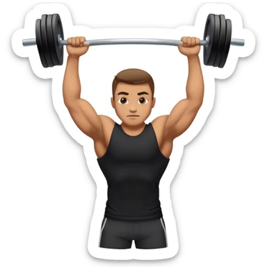 a man in a black T-shirt wants a chest press. sticker