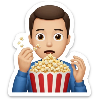 Make a guy eating popcorn in a dramatic conversion sticker