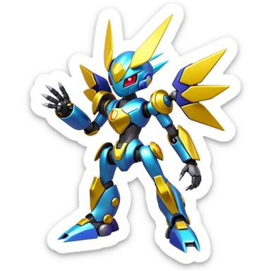 Shiny Futuristic Cool Edgy Cute Fakemon-Pokemon-Digimon-Spectrobes-Medabot-fusion, full body sticker