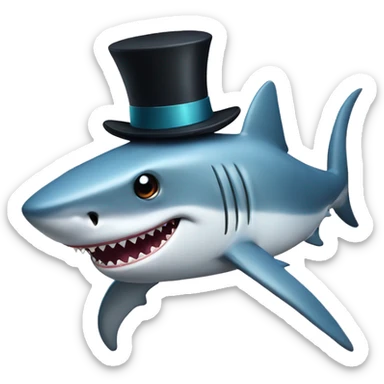 Shark with a top hat sticker