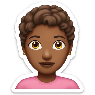 Brown girl, auburn and dark brown hair wearing pink t shirt sticker