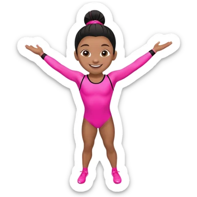 "A gymnast in neon pink and black outfit with a smile and a look of surprise." sticker
