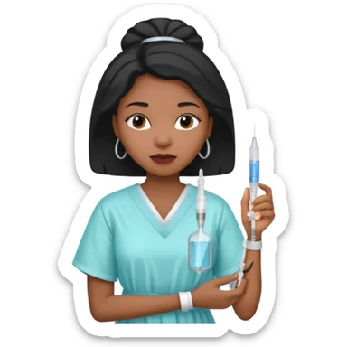 sick black woman getting syringe shot  sticker