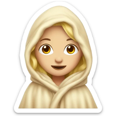 blonde girl in cosy blanket  sticker